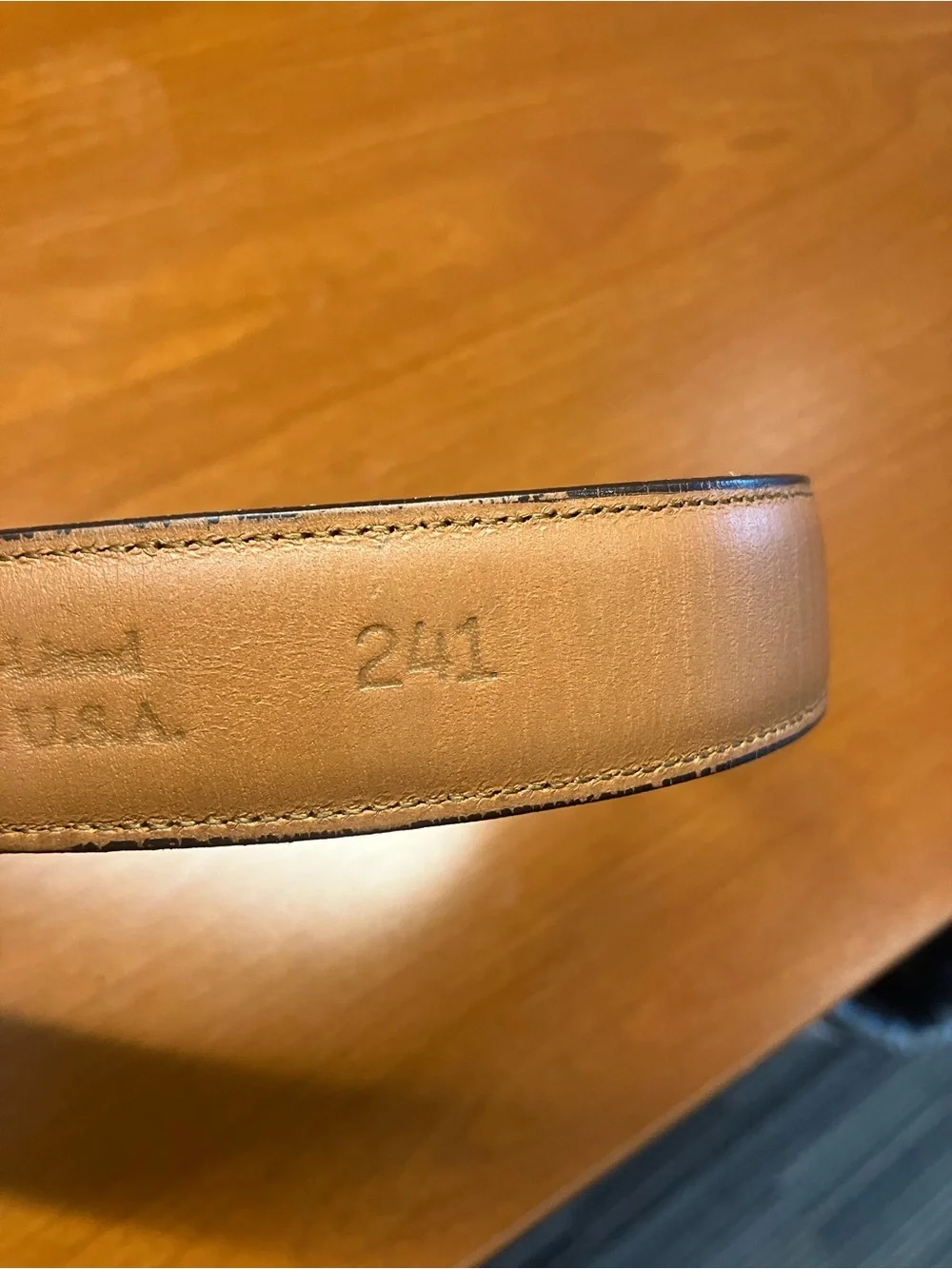 Allen Edmonds 38 burnished calf Cognac Leather Belt Brass Buckle handmade in USA